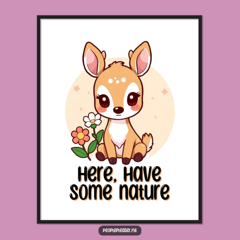 Funny Deer Poster: Bring Cute Flower Vibes Home with This Art