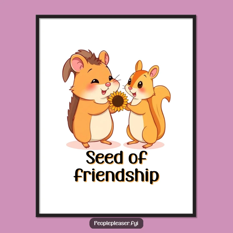 Funny Hamster & Squirrel Seed Gift Poster, Cute Wall Art for Joy