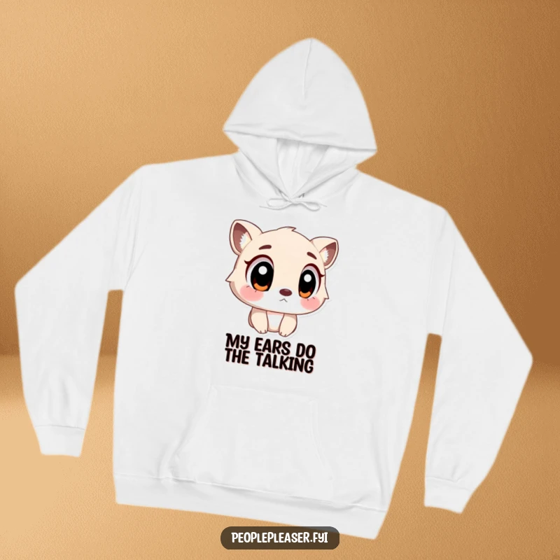 Funny Hoodie showcasing an animal character with big, attentive eyes, perfect for cozy, heartfelt conversations.