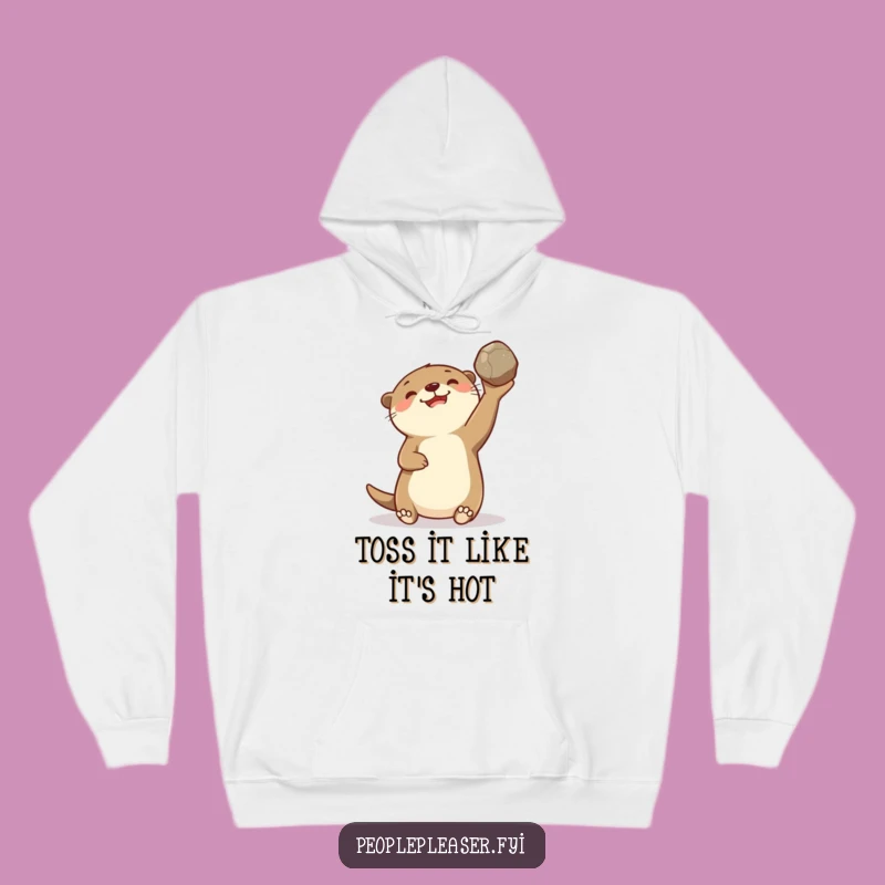 Funny Otter Tossing Stone Hoodie: Cozy and Hilarious Animal Wear