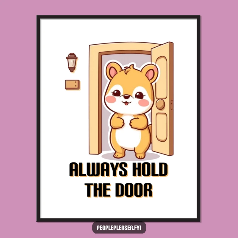 Free Printable Wall Art: Accommodating Door Holder Animal, Cheerful Downloadable Decor