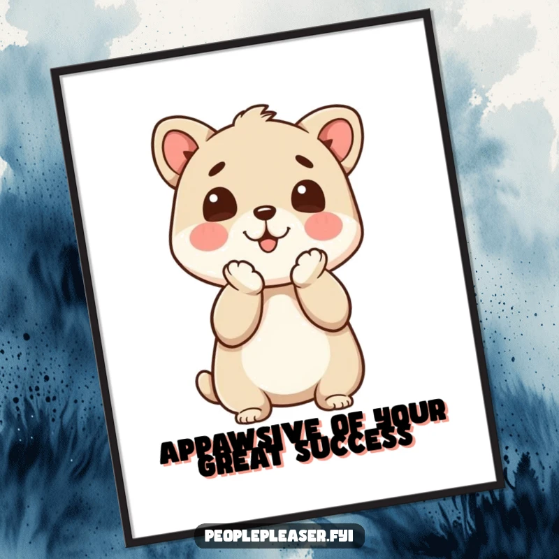 Funny Free Printable Wall Art: An animal character is caught in the act of enthusiastically clapping its paws together in approval.