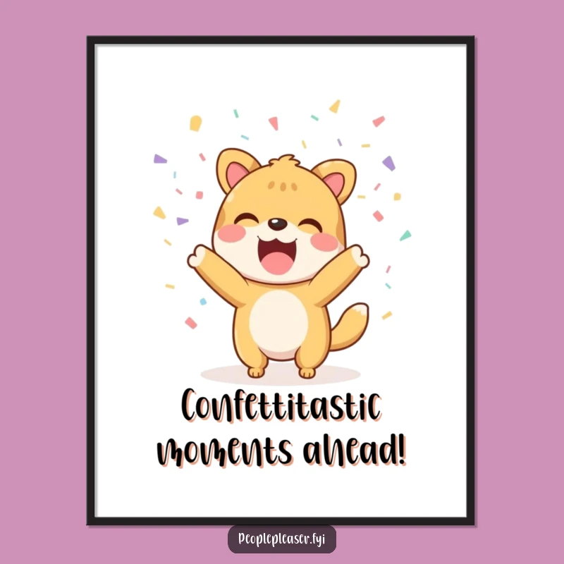 Funny Free Printable Wall Art: Confetti Celebration Character - Quirky Downloadable Decor