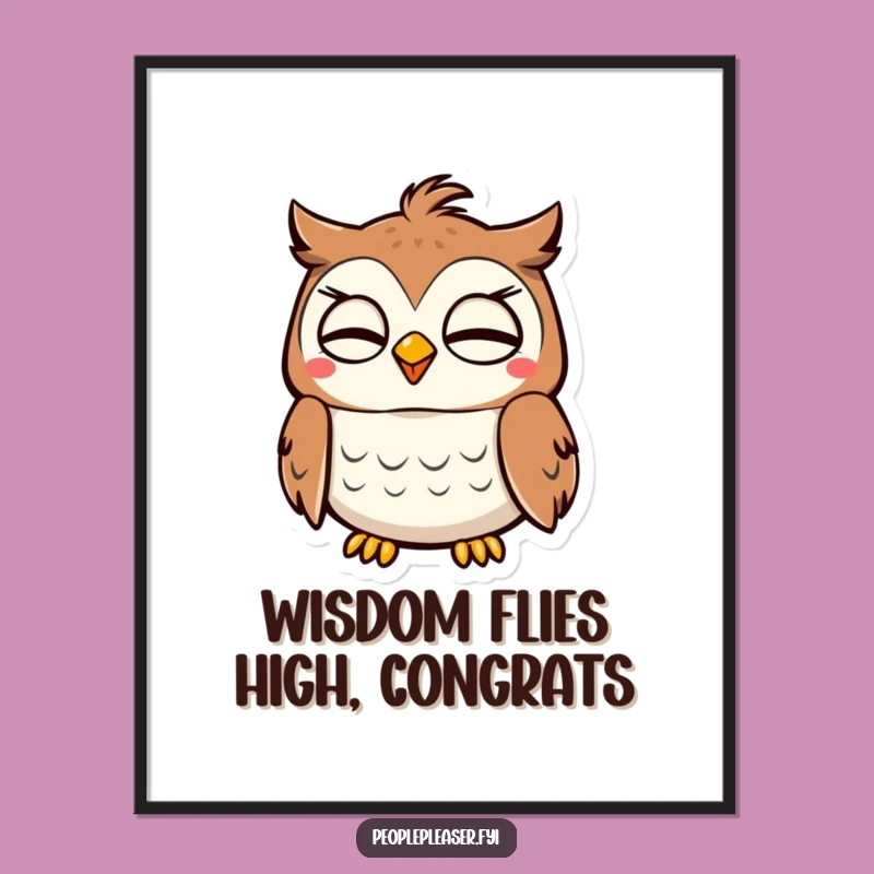 Content Owl Nodding Free Printable Wall Art, Wise Downloadable Gift Decor
