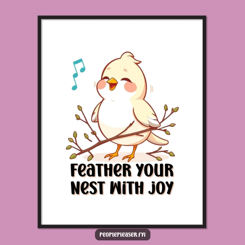 Free Printable Bird Art: Cheerful Singing Twig Arranger Funny Wall Decor Download