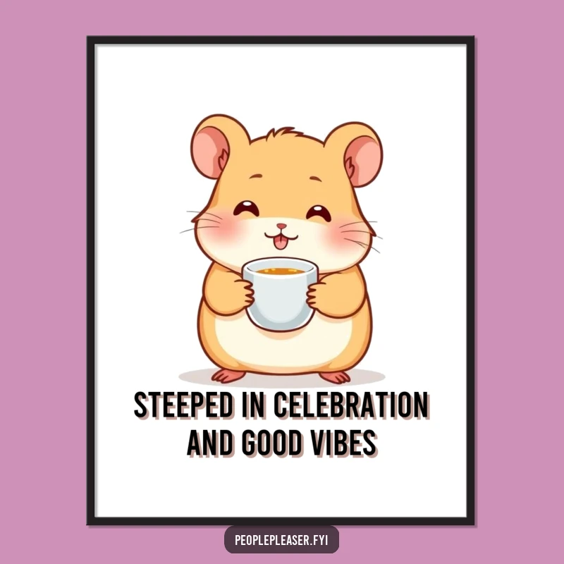 Free Printable Hamster Tea Time Wall Art - Funny Downloadable Decor for Cozy Spaces