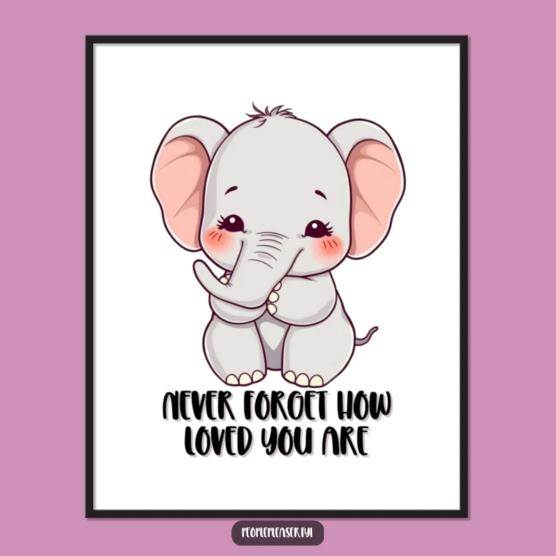 Free Printable Kawaii Elephant Art: Gentle Hug Amusing Downloadable Decor