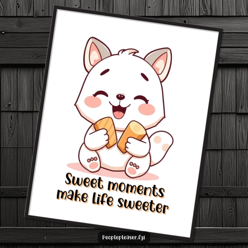 Funny Free Printable Wall Art: A smiling animal joyfully sharing a treat, adding cheerful and humorous decor.