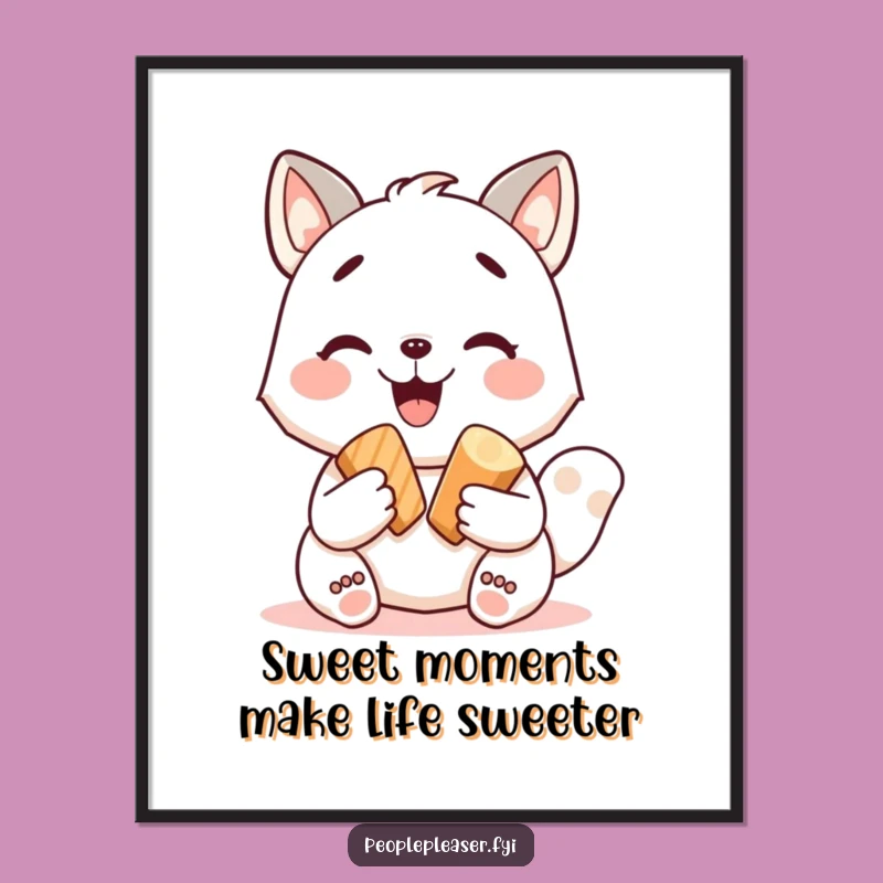 Free Printable Wall Art: Happy Animal Sharing Treat, Funny Downloadable Decor