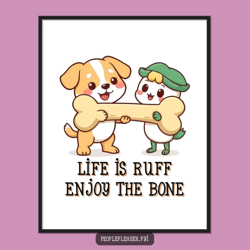 Funny Free Printable Wall Art: Cheerful Dog Bone Gift for Canine Lovers