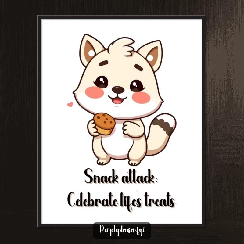 Funny Free Printable Wall Art of an animal character enthusiastically nodding, offering a delicious treat, perfect for quirky home decor.