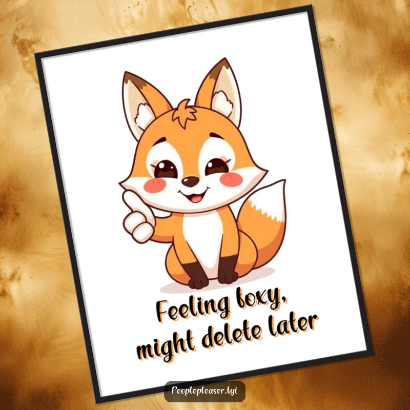 Funny Free Printable Wall Art: A friendly fox character gives a cheerful thumbs up with a wide grin.