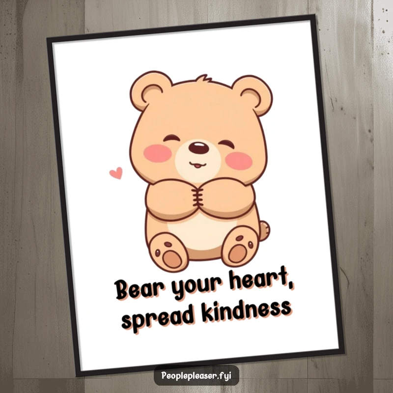Funny Free Printable Wall Art: A smiling bear character offers a warm hug, creating a cozy atmosphere.