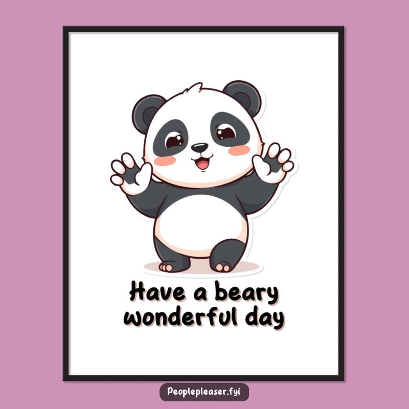 Free Printable Waving Panda Wall Art - Funny Downloadable Decor for Joyful Spaces