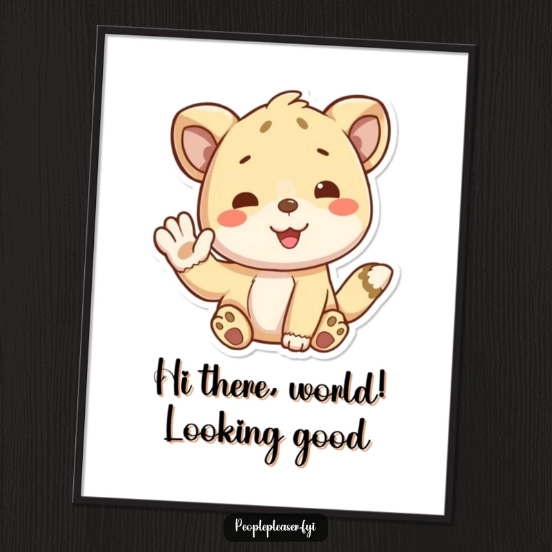 Funny Free Printable Wall Art: A cheerful animal giving a friendly wave, adding a splash of humor and charm.