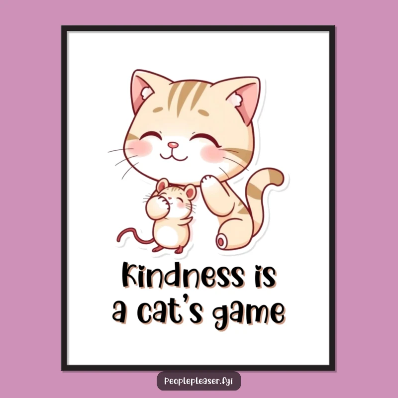 Funny Free Printable Wall Art: Cat's Friendly Pat, Whimsical Downloadable Decor Gift