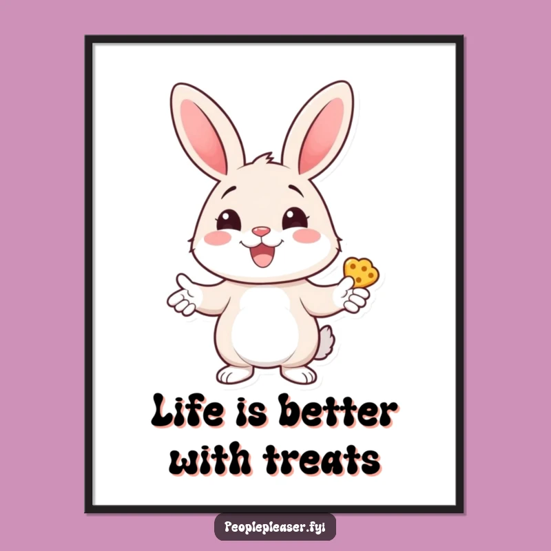 Funny Free Printable Wall Art: Bunny's Joyful Treat Sharing Art