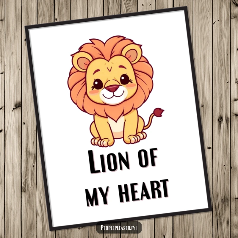Funny Free Printable Wall Art: a proud lion character looking serene with a gentle, knowing smile.