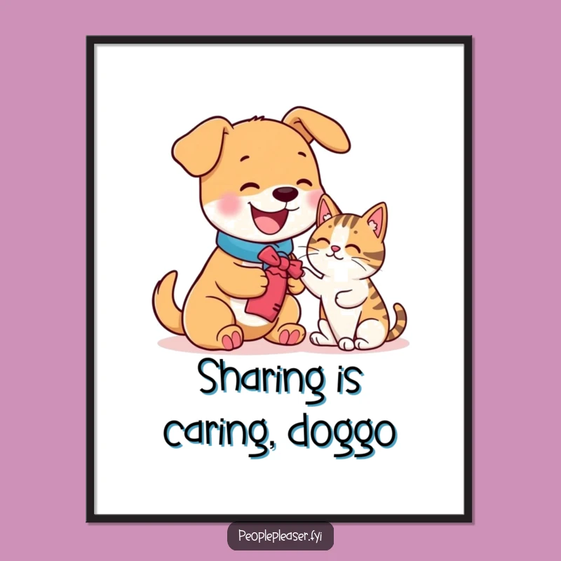 Funny Free Printable Wall Art: Dog Offers Toy, Whimsical Downloadable Decor Gift