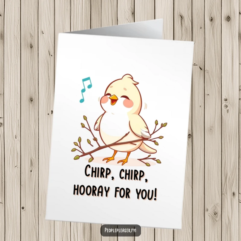Funny Free Printable Bird Birthday Card: A cheerful bird serenading you while perfectly arranging twigs, a charming DIY gift.