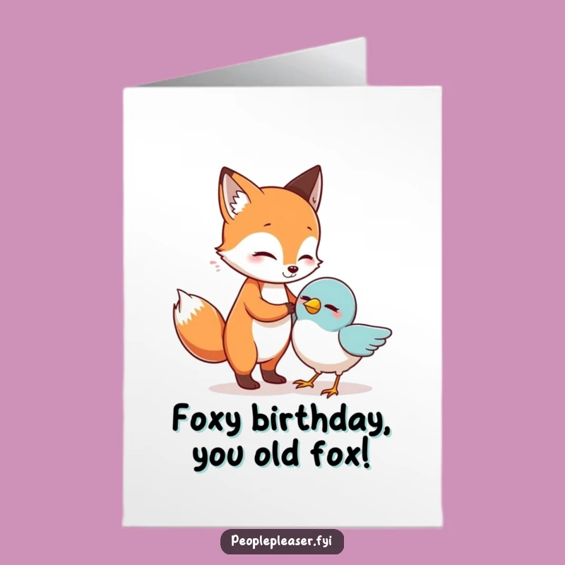 Free Printable Birthday Card: Funny Fox Friend Helping Bird - Downloadable Humor Gift