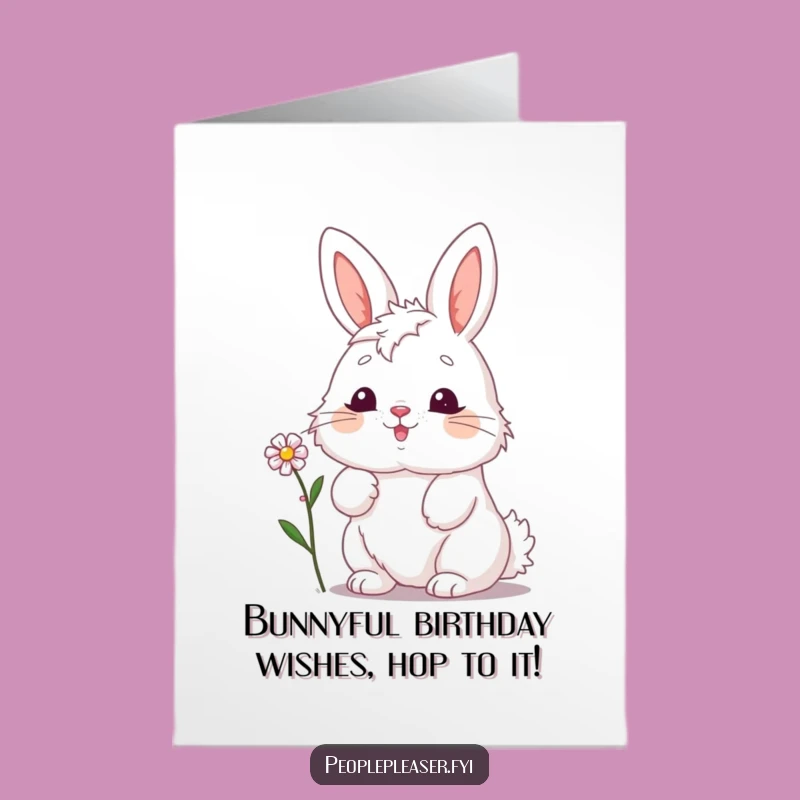Free Printable Birthday Card: Bunny's Flower Gift - Cheerful Downloadable!