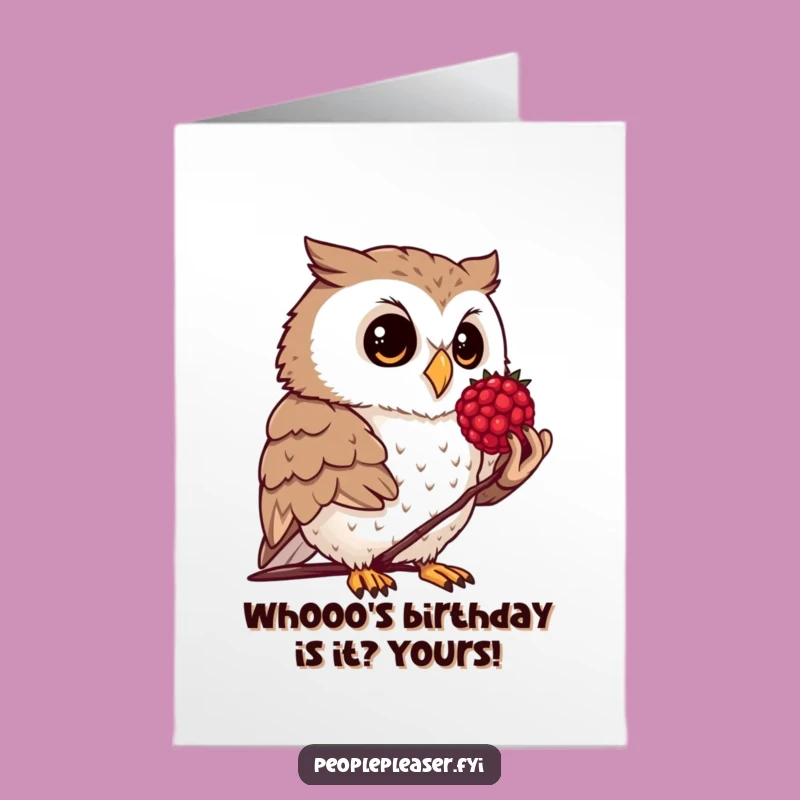 Free Printable Birthday Card: Curious Owl Berry Gift Funny DIY Downloadable