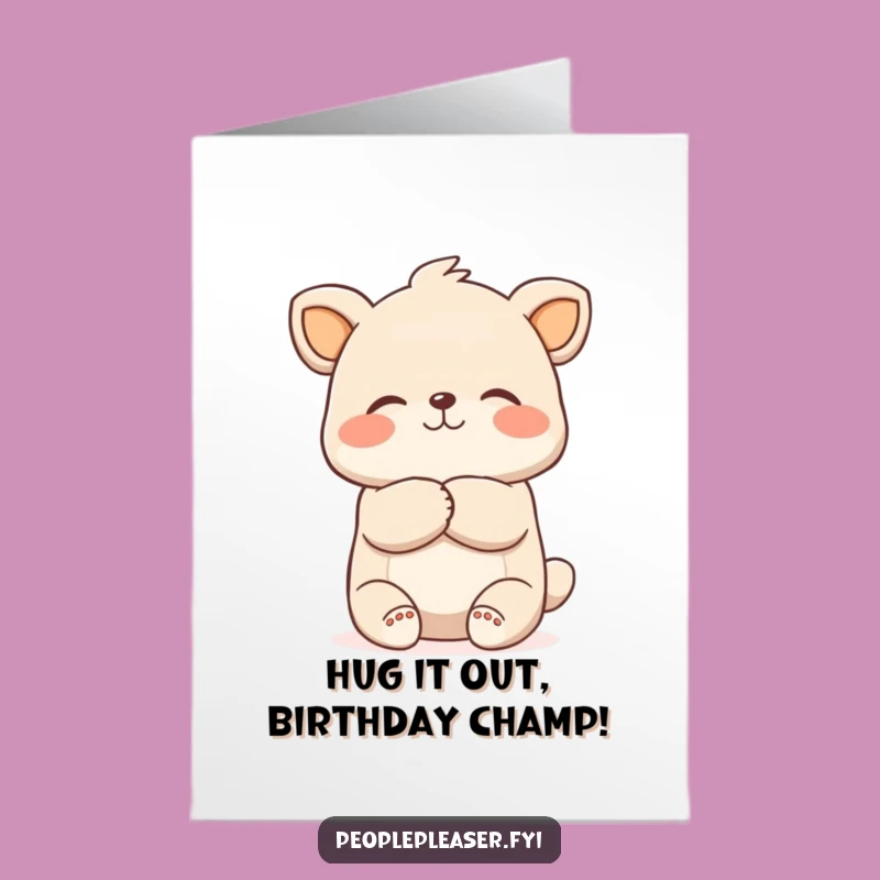 Free Printable Birthday Card: Gentle Animal Hug - Funny Downloadable Gift