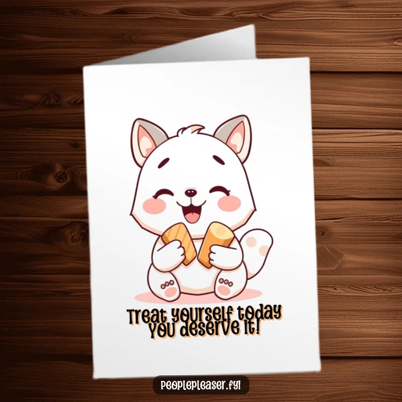 Funny Free Printable Birthday Card: Joyful animal sharing a yummy treat with a big smile, a perfect DIY gift.