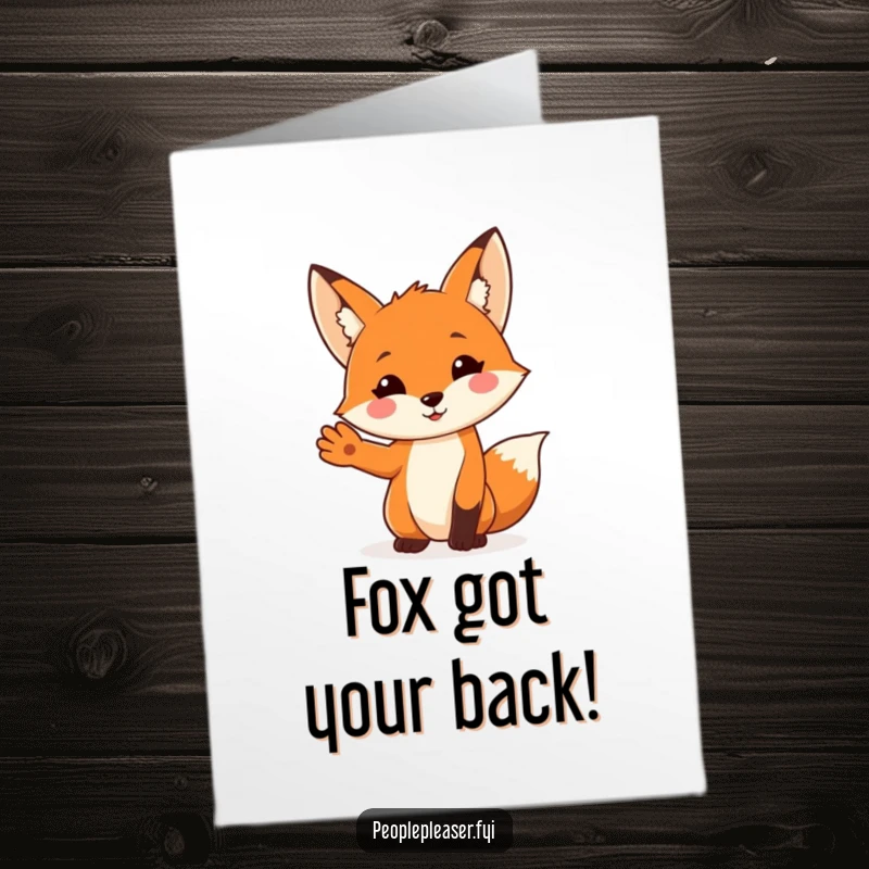 Funny Free Printable Birthday Card: A happy fox with a sly grin extends a paw, offering assistance on their special day.