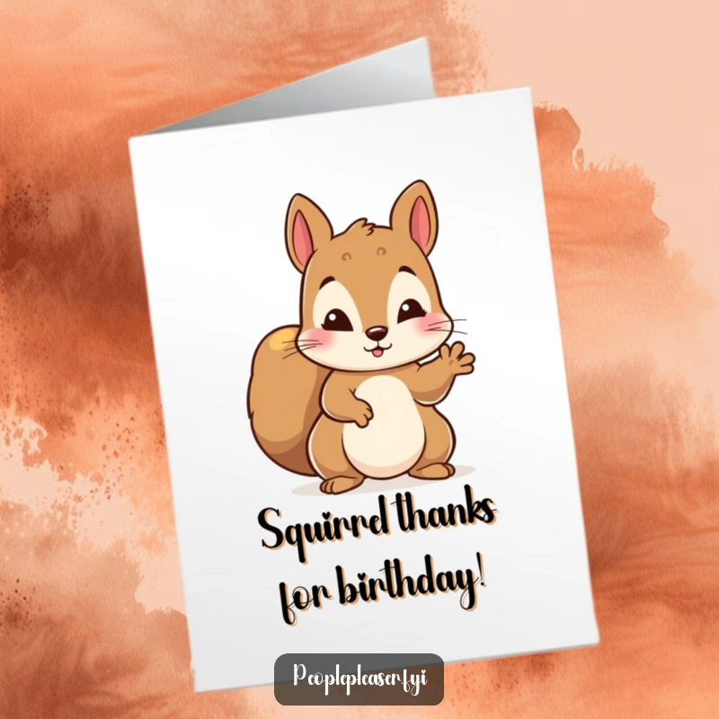 Funny Free Printable Squirrel Birthday Card: Diligent squirrel offering a helping paw, celebrating a birthday.