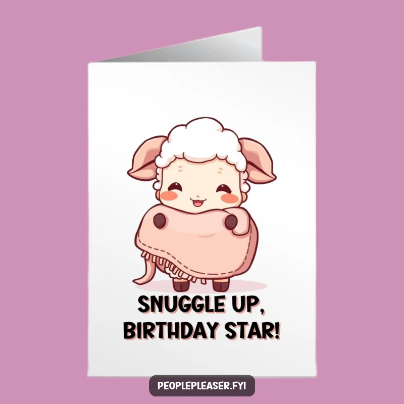Free Printable Birthday Card: Giggling Sheep & Cozy Blanket, Funny Downloadable Gift Idea