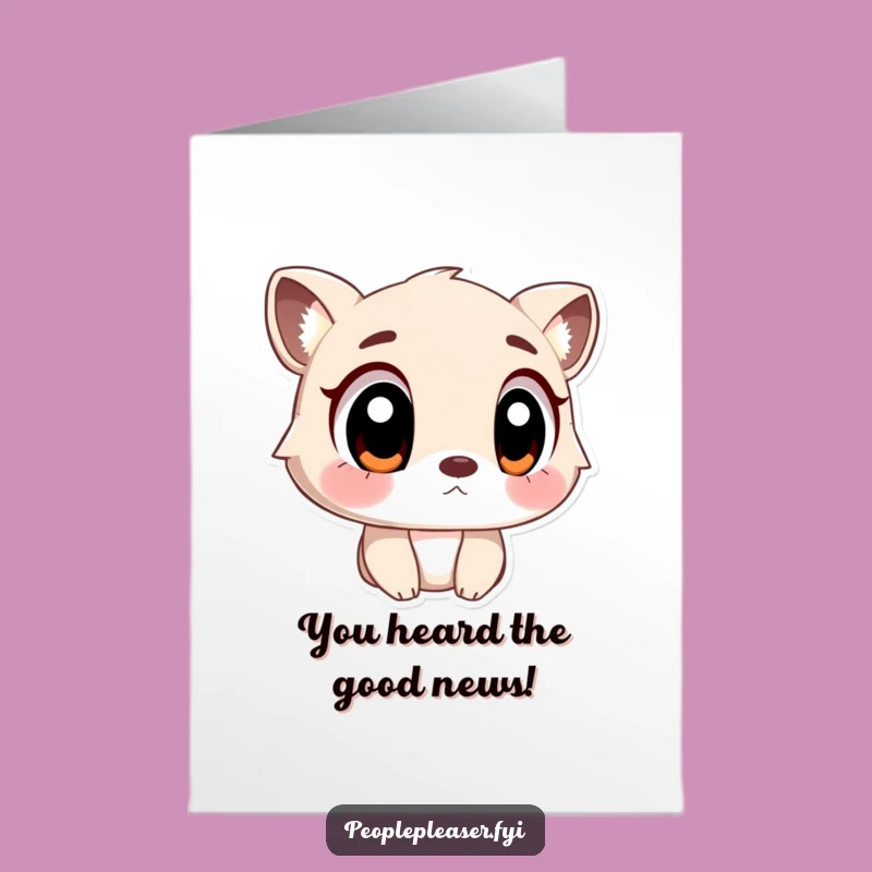 Congrats Free Printable Card: Big-Eyed Animal Listener for a Joyful Celebration