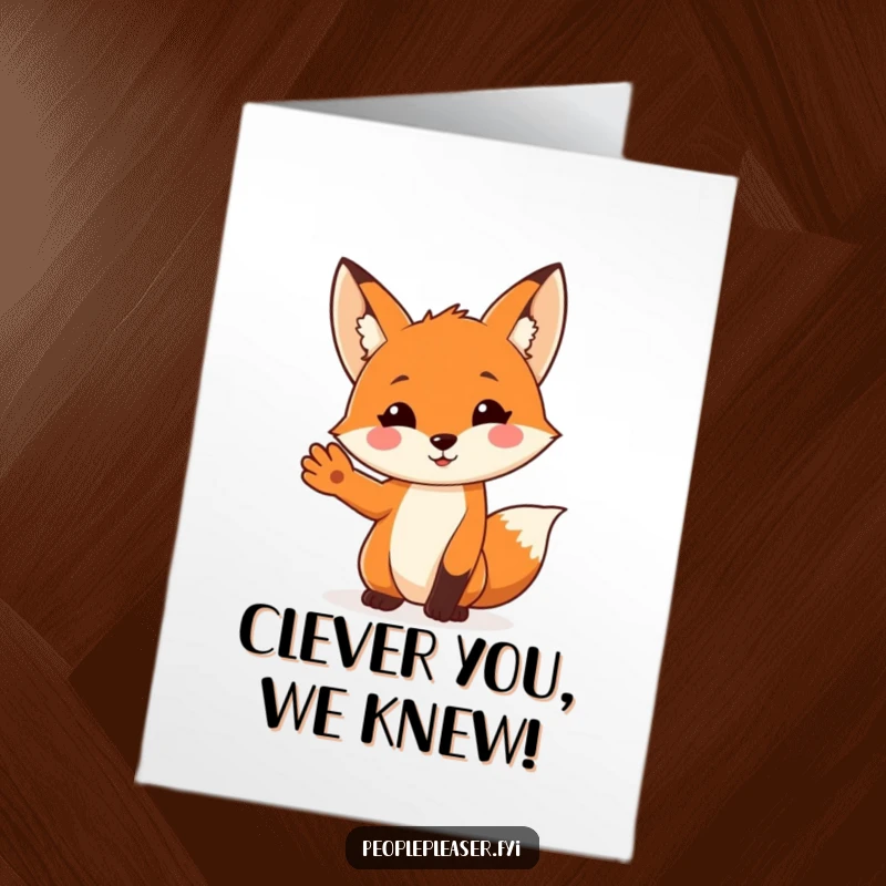 Funny Free Printable Congrats Card: A friendly fox extends its paw, ready to lend a hand in celebration.