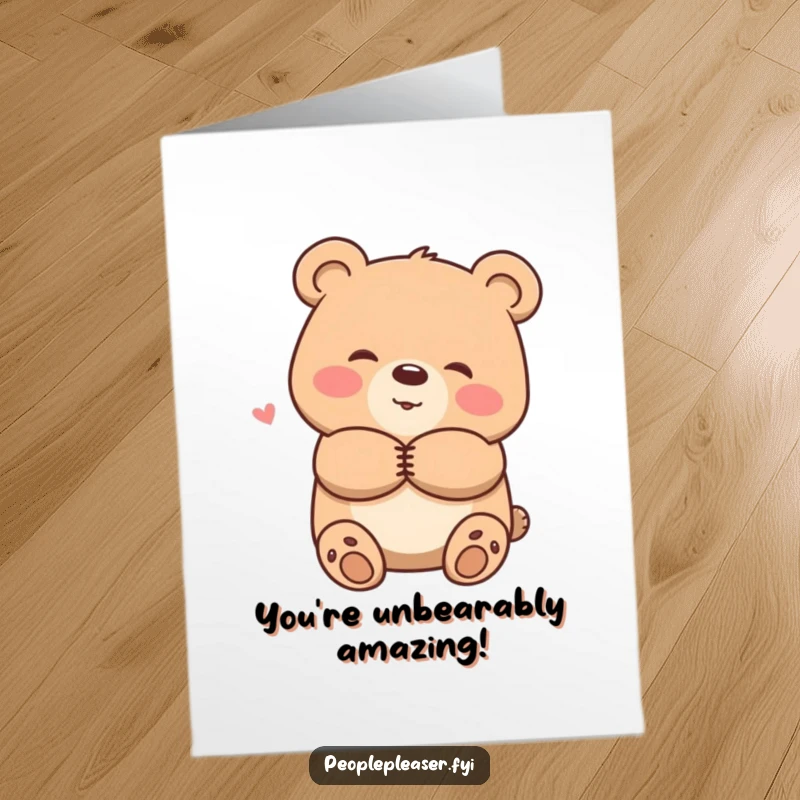 Funny Free Printable Congratulations Card: A smiling bear gives a warm hug, celebrating success.