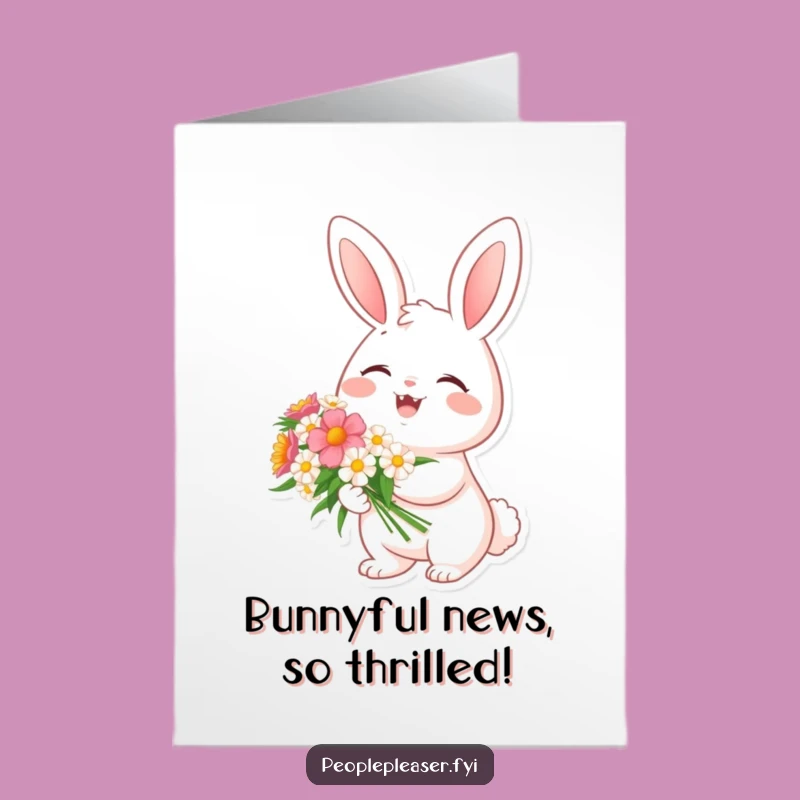 Free Printable Congrats Card: Bunny Flowers, Cheerful Downloadable Celebration Greeting