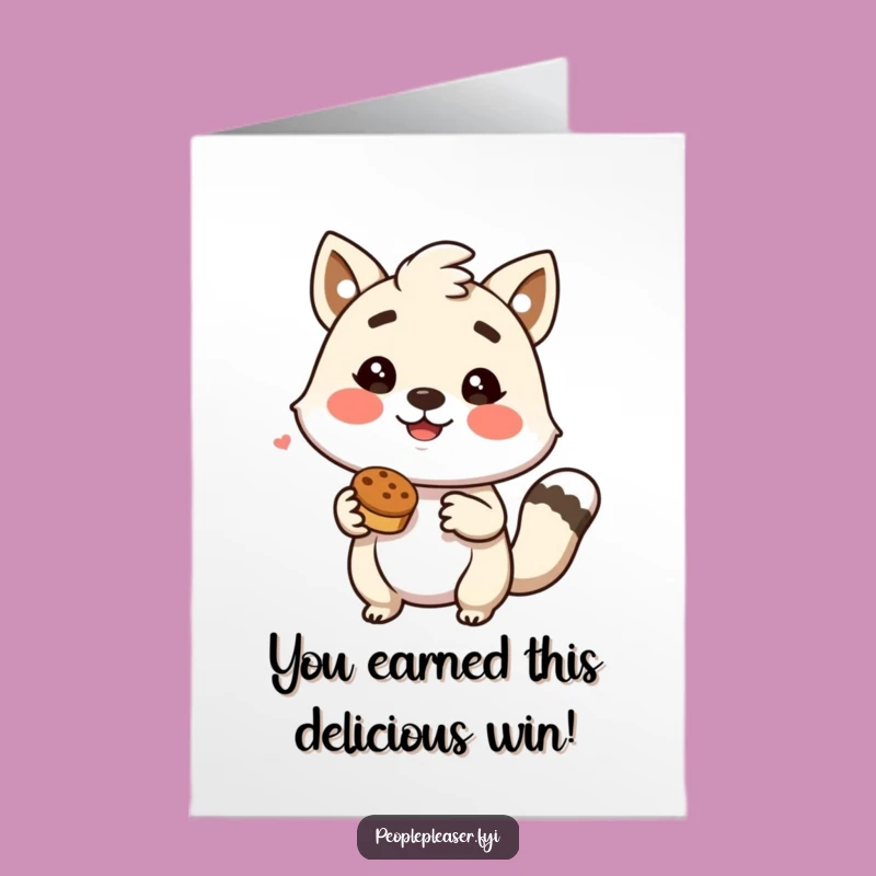 Free Printable Congrats Card: Cheerful Animal Sharing a Snack - DIY Downloadable Gift