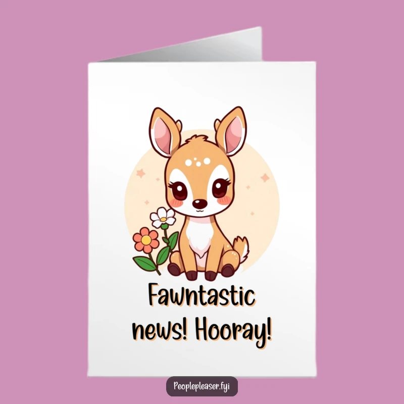 Free Printable Congrats Card: Deer Brings Flower Funny Downloadable Gift for Any Occasion