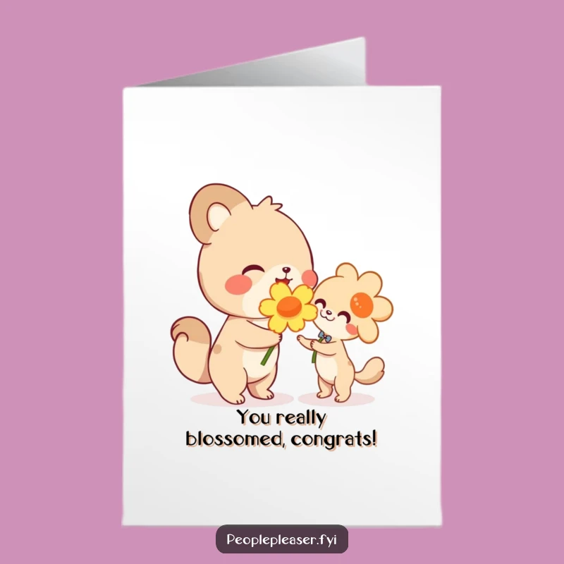Free Printable Congrats Card: Gifting Flower Animal, Humorous Downloadable Celebration