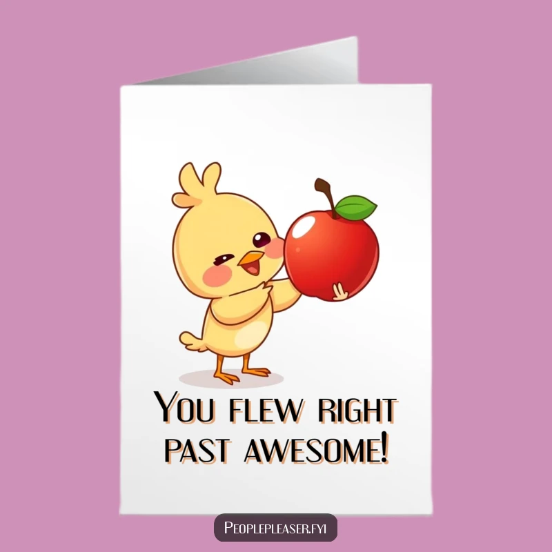 Free Printable Congrats Card: Giggling Bird Apple, Funny Downloadable Celebration