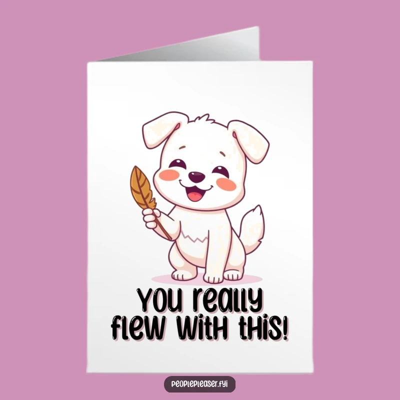 Free Printable Congrats Card: Happy Dog Feather Gift Funny DIY Downloadable