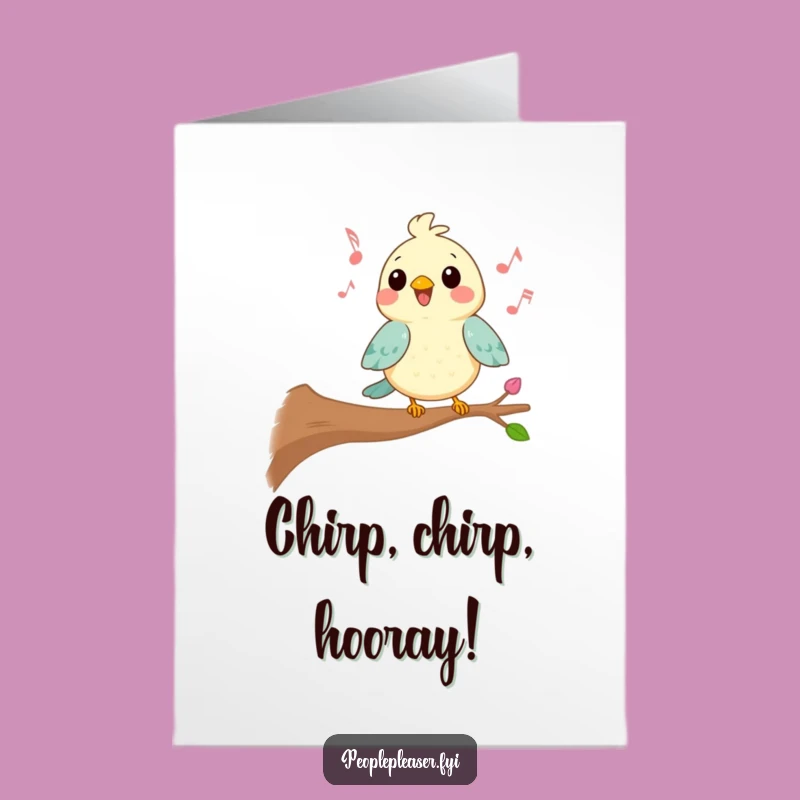 Free Printable Kawaii Bird Congrats Card: Joyful Melody Download for Sweet Success