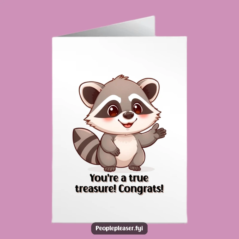 Free Printable Raccoon Helper Congrats Card - Funny Downloadable Gift for Achievements