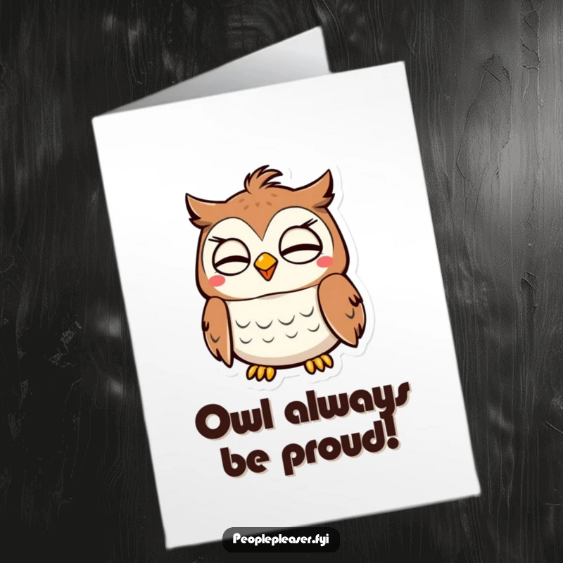Funny Free Printable Congrats Card: A wise owl solemnly nods, conveying approval and congratulations with a hint of humor.