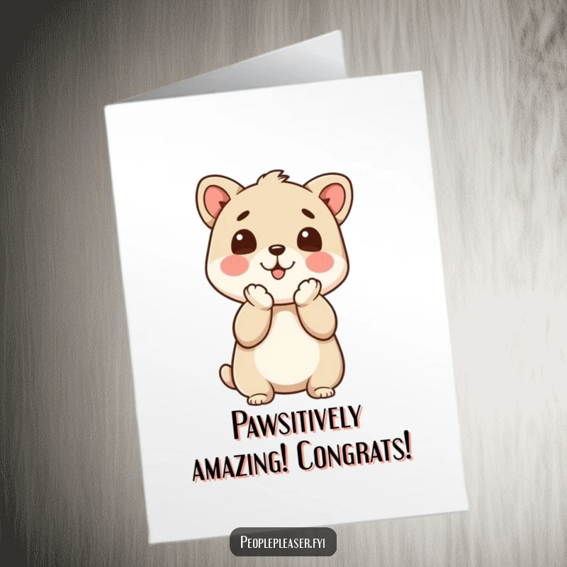 Funny Free Printable Congratulations Card: An animal character enthusiastically claps its paws together, showing utmost approval and excitement.
