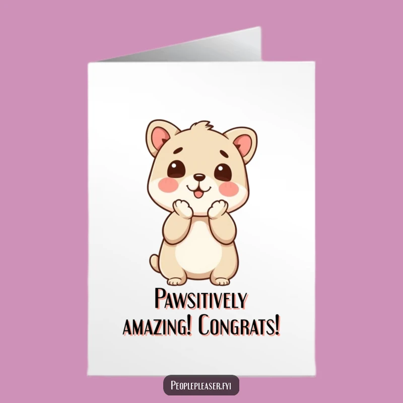 Free Printable Congratulations Card: Enthusiastic Applause Animal - Downloadable Funny Gift