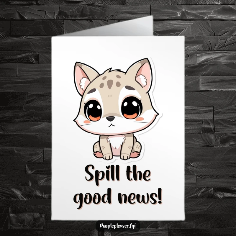 Funny Free Printable Congratulations Card: Curious animal character listening intently, eavesdropping with interest for celebratory news, a funny downloadable.