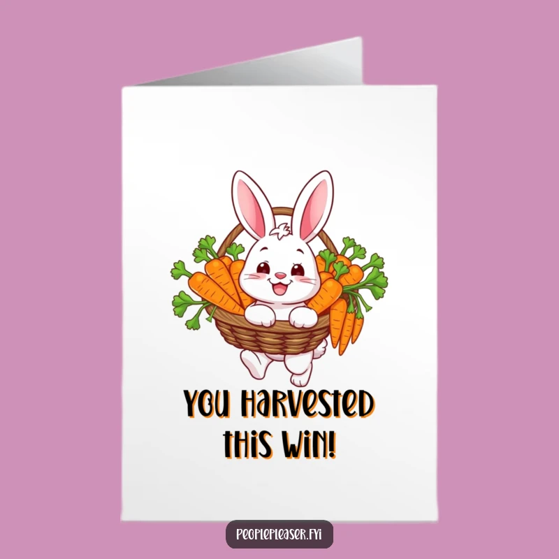 Free Printable Bunny Congratulations Card: Funny Carrot Bounty Downloadable Gift for Success