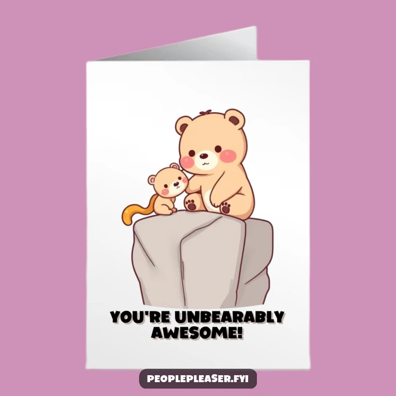 Free Printable Congrats Card: Bear Helps Friend Funny Downloadable Gift
