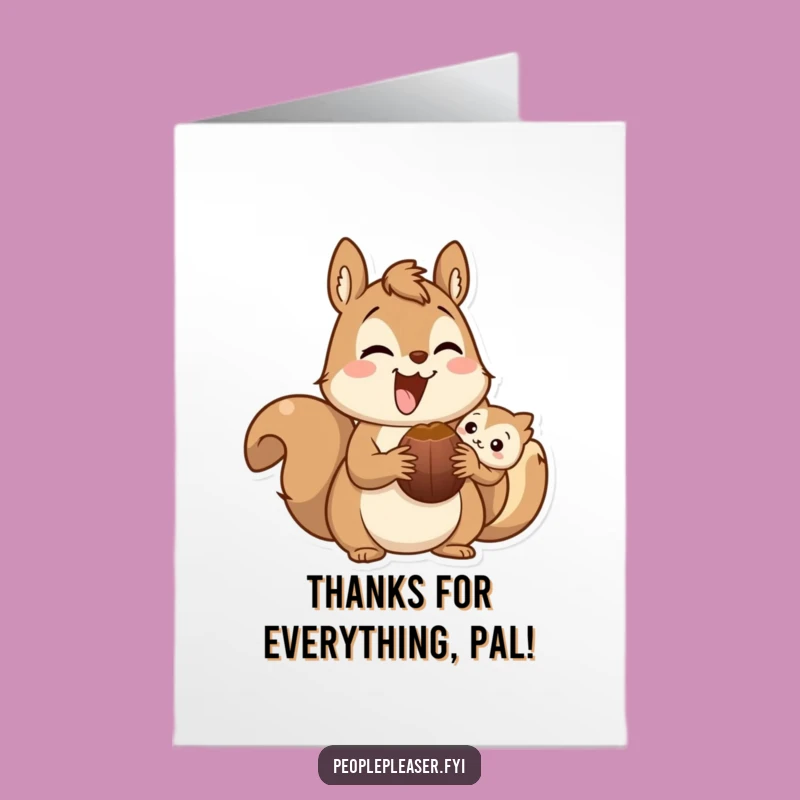 Free Printable Squirrel Sharing Thank You Card - Funny Downloadable Gift for Kindness